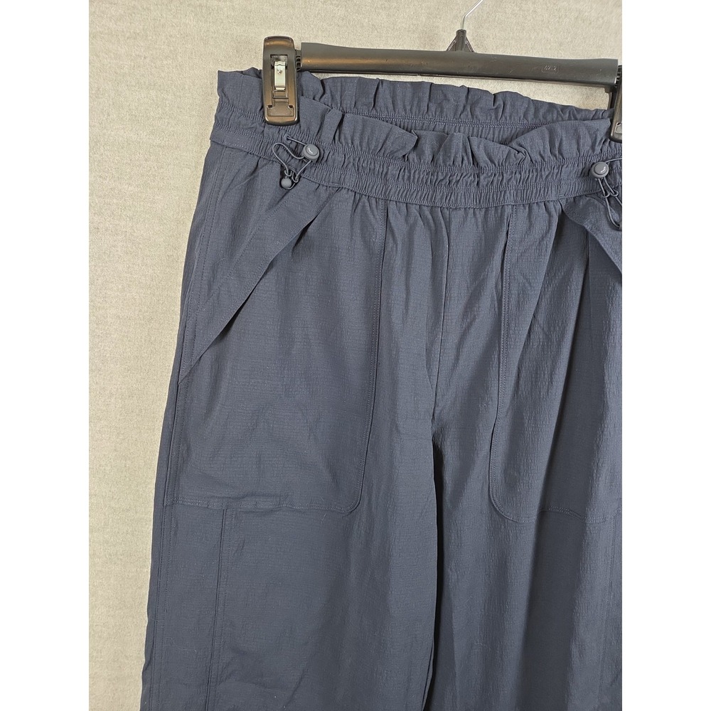 Athleta Trekkie M High Rise Parachute Pants Navy Blue Nylon Flex Waist Active - Picture 3 of 13